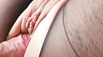 Hurry Daddy cum into me (Tight vagina CLOSE UP cumshot inside STOCKINGS)