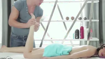 babe man do a rubs to a very thin dark haired