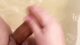 Chubby wifey with sex toy inside bathtub