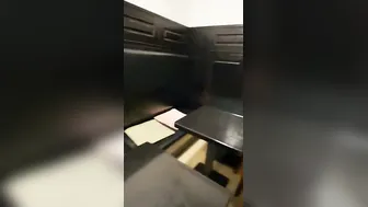 point of view Risky sex into a coffee shop cum inside mouth facial