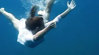 Freaky sweet Bae into the pool and lesbos into sea at Tenerife