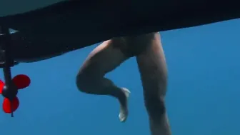 Freaky sweet Bae into the pool and lesbos into sea at Tenerife
