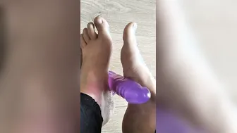 Super legs caress the penis