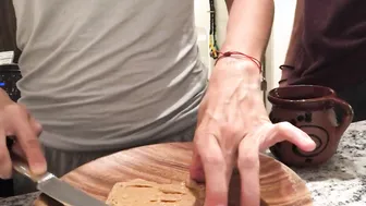 Night Snack with hubby having fun with my booty and making me cum