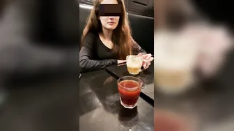 point of view Risky sex into a coffee shop cum inside mouth