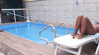 My hubby went to work and the pool man came to clean my pool