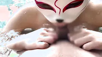 【混浴温泉秘書】 温泉でフェラチオ♨️寒すぎてまさかの展開に…