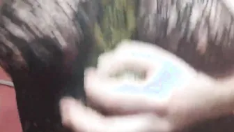 Titjob through fishnets dress