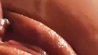 thick cream mixed with cum while fucking her inside the tight kitty with a voluptuous cock