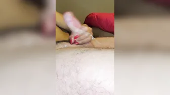 Jerking my master until he jizzes and I slurp it up