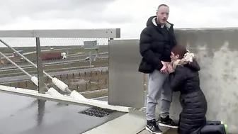 Risky Outside Oral Sex On Bridge Above Motorway