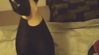 cumming on shiny african stockings