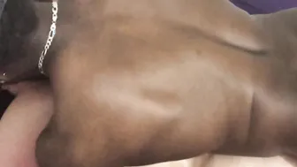 Sensitive hoe getting a rubs from a Huge african king