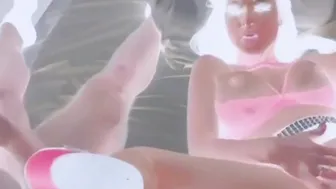 Let my friend Jack off while wifey plays with her snatch until he jizzes on her face and mouth
