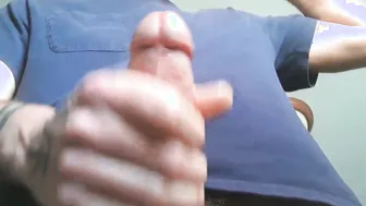 Stroking my huge white penis over your face point of view
