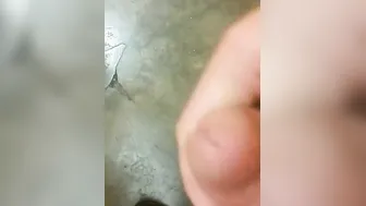 Busting a nut into outdoors toilet