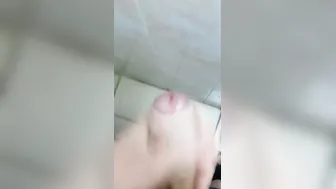 Jerking inside outdoors bathroom