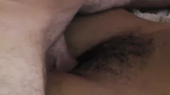 African bushy whore inside Africa getting creampied by gigantic white penis