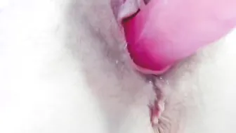 toy fucking bushy twat tiny titis