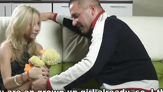 Hardcore defloration of unshaved pure vagina of Choky White