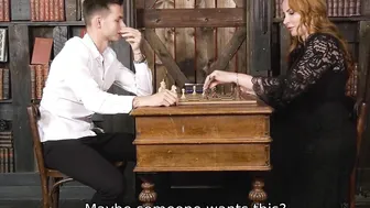 MATURE4K. Older red haired loses chess game and has to please her opponent