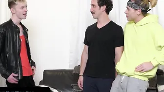 Brother Crush - Erotic Twinky Tricks His Mature Step Brothers To Make Out And Take Their Gigantic Cocks