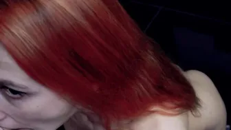 red-haired hoe was having fun with a gigantic penis to got a gigantic portion of sperm on her face. creampie