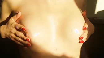 Gigantic Natural Oiled Breasts Self Grind ASMR into sunny day