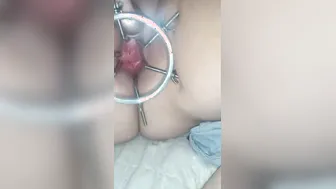 Hubby ejaculates inside my spread open vagina