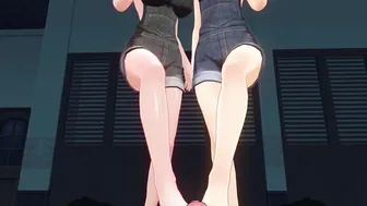 3D CARTOON pov 2 red haired stepsisters masturbate your dick with their toes