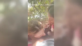 two GIRLS SUCK DICK INSIDE THE WOODS