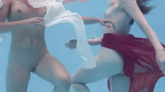 Anastasia Ocean and Marfa are nude underwater
