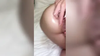 She stretches her Asshole with a Glass Plug before I nailed her TIGHT BUTT