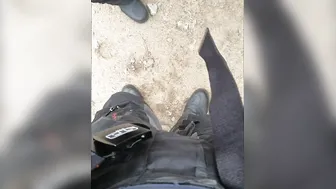 Flashing boobies and penis inside outdoor ends with a hand job.