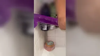 10 Inch Vibrator Anal Play Into The Shower