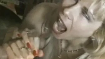 Trashy Blonde Hispanic milf Giving Hand Job With Cum