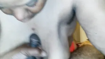 My nut swallowed  bust on jugs by slutty old lady
