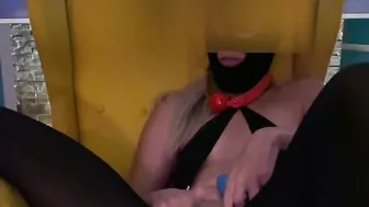 Blonde inside Ebony Pantyhose under Mask using Gag Ball and Vibrator