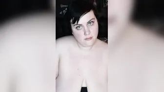 short hair BBW smokes topless