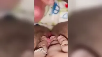 Jacking off and cumming on her vagina