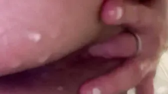 ALMOST CAUGHT Outside shower Finger fucking squirting JOI tIght vagina CUCKOLD