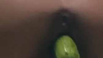 Masturbating with vegetables