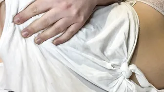 Close Up Huge Jugs Nipple Play