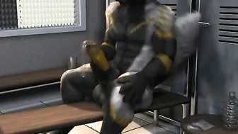 Wolf wear condom and masturbate inside Locker room HD by h0rs3