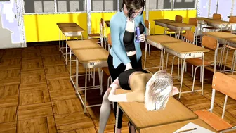 Dyke College Girl is seduced by the professor on detention (Breast Expansion + 3D Hentai Animated)