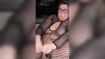 Cougar masturbates on a long vehicle rides
