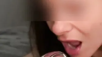 Licking His Caged Dick