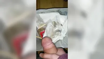 Jerking a gigantic load inside the waste bin