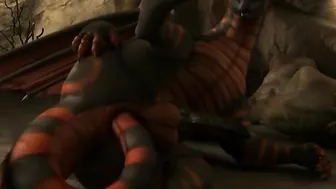 Dragon stuffs his tail into own anal HD by h0rs3