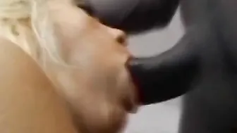 Filthy blonde wearing a ass plug and getting bang by